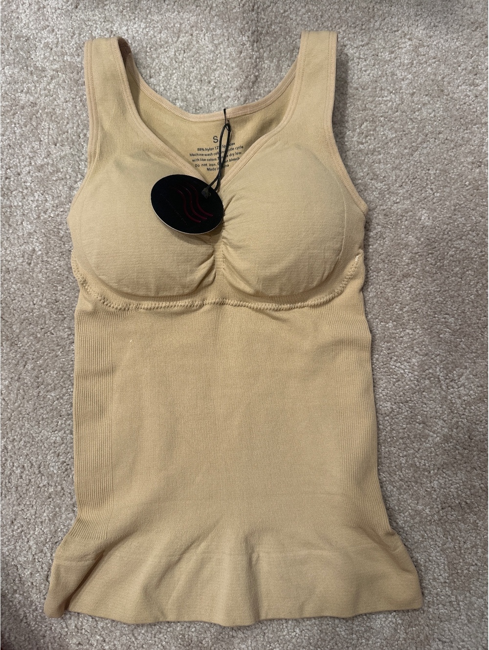 (4)Woman Ocean Beige Seamless Tank Top with Built-in Bra Size S